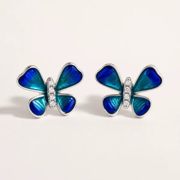 925_Sterling_Silver_Butterfly_Inspired_Premium_Enamel_studs__with_Push_Screw