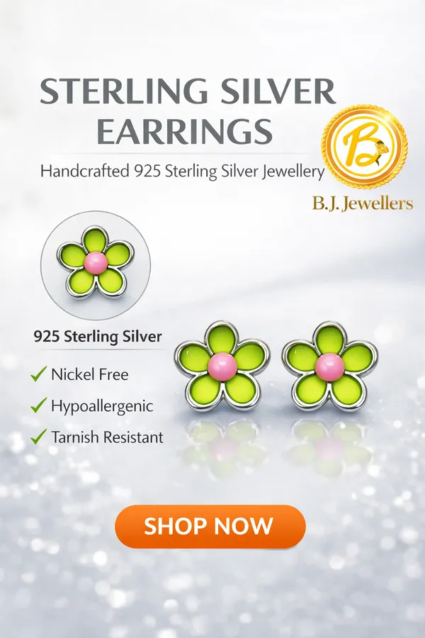 925_Sterling_Silver_Floral_Inspired_Tiny_Premium_Enamel_Green_Colour_Studs__With_South_Screw
