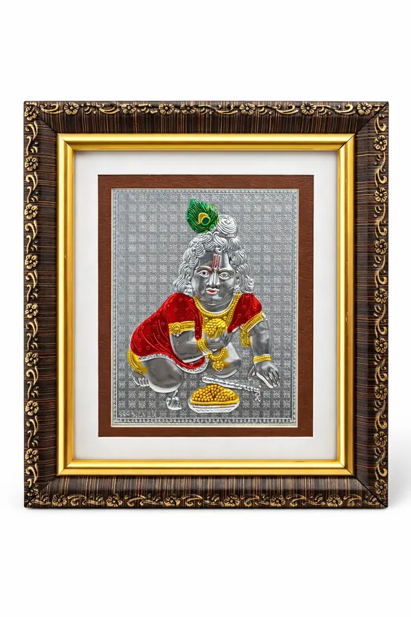 Laddu_Gopal_Wooden_Silver_Plated_Photo_Frame