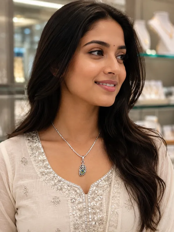 Silver_Chain_Locket_Krishna_With_Peacock_Feather