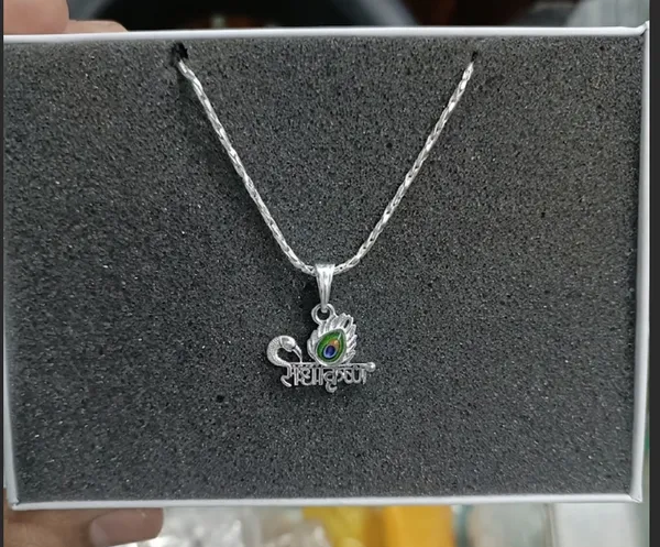 Silver_Chain_Locket_Radha_Krishna