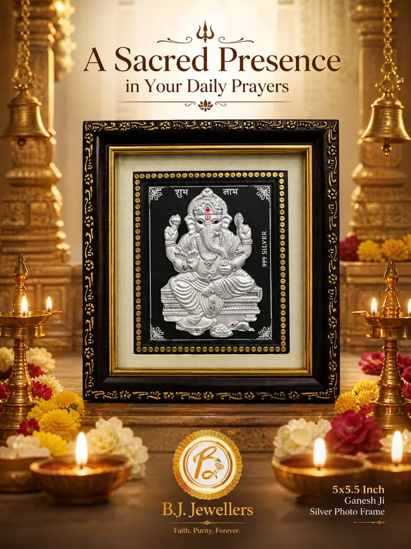 999_Silver_Ganesha_Embossed_Frame_-_Religious_Wall_Decor