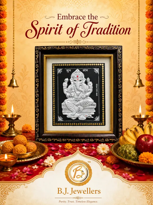 999_Silver_Ganesha_Embossed_Frame_-_Religious_Wall_Decor