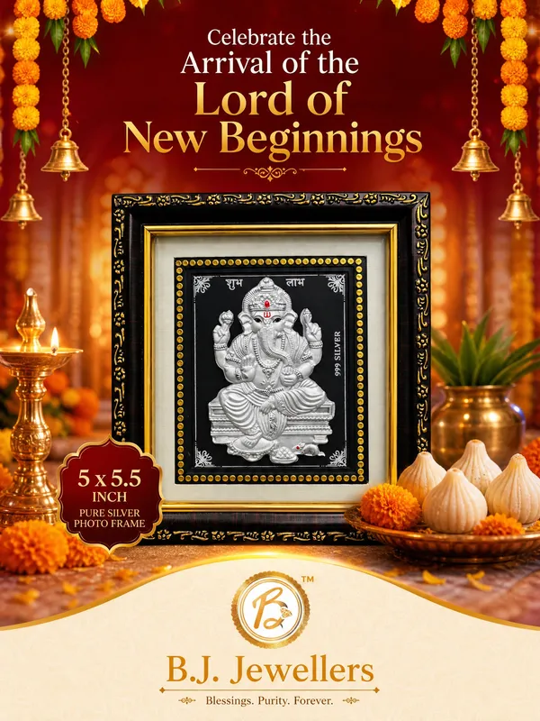 999_Silver_Ganesha_Embossed_Frame_-_Religious_Wall_Decor