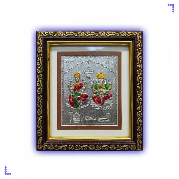 Laxmi_And_Ganesh_Wooden_Silver_Plated_Photo_Frame