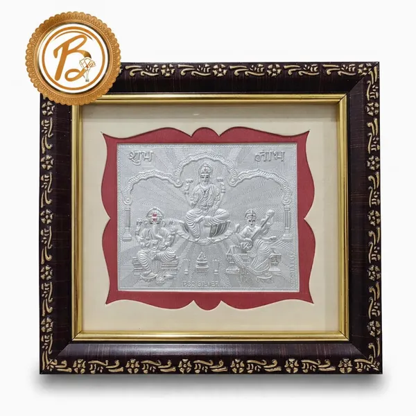 Framed_Hindu_Goddess_Silver_Relief_Art_-_Lakshmi_Durga_Saraswati_Trishakti_Religious_Wall_Hanging