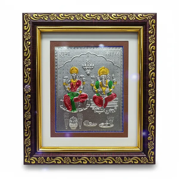 Laxmi_And_Ganesh_Wooden_Silver_Plated_Photo_Frame