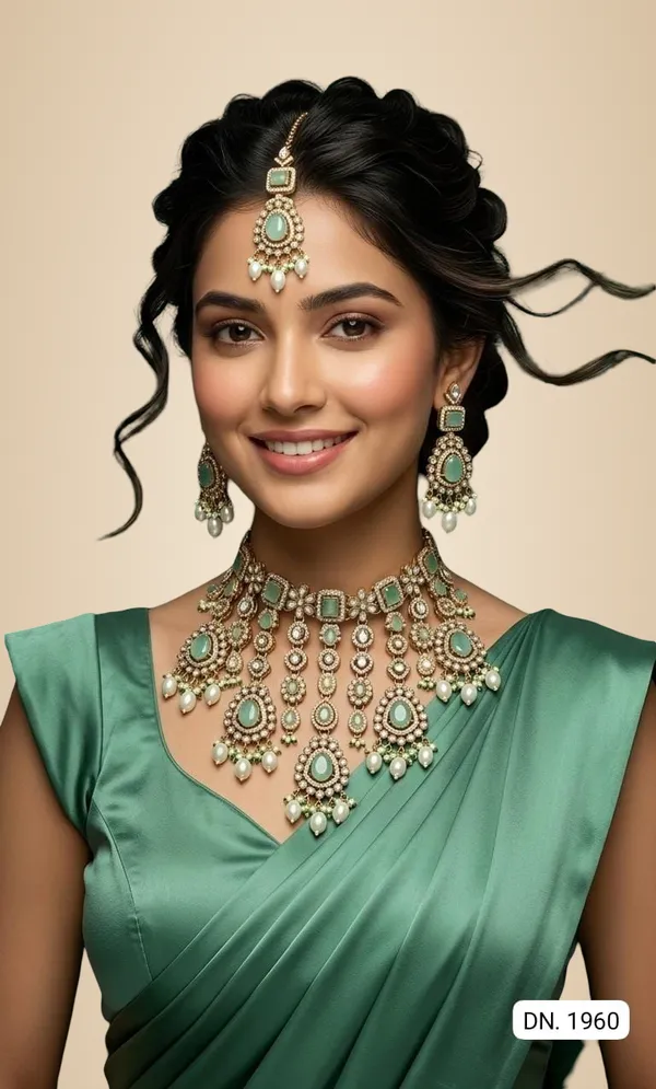 Green_Brass_Necklace_Set_For_Women