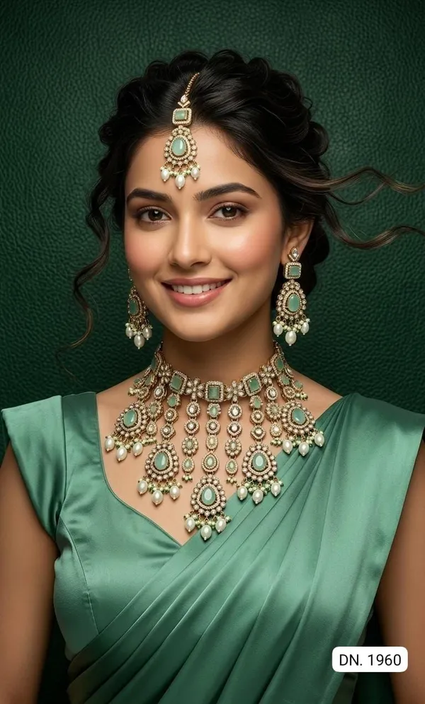 Green_Brass_Necklace_Set_For_Women