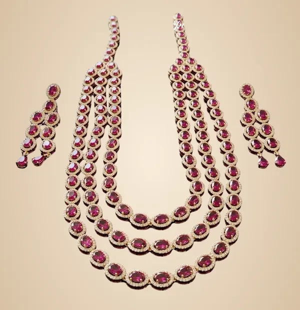 Ruby-Red_Brass_Necklace_Set_For_Women