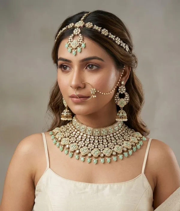 Mint_Green_Brass_Necklace_Set_For_Women