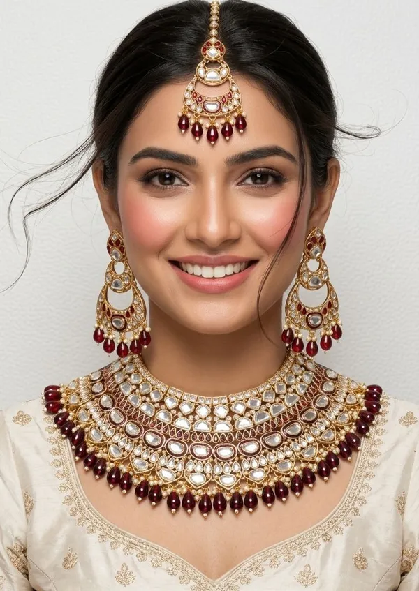 Maroon_Brass_Necklace_Set_For_Women