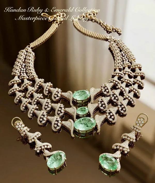 Mint_Green_Brass_Necklace_Set_For_Women
