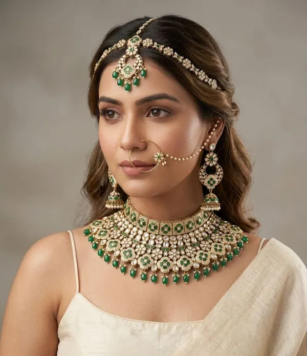 Green_Brass_Necklace_Set_For_Women