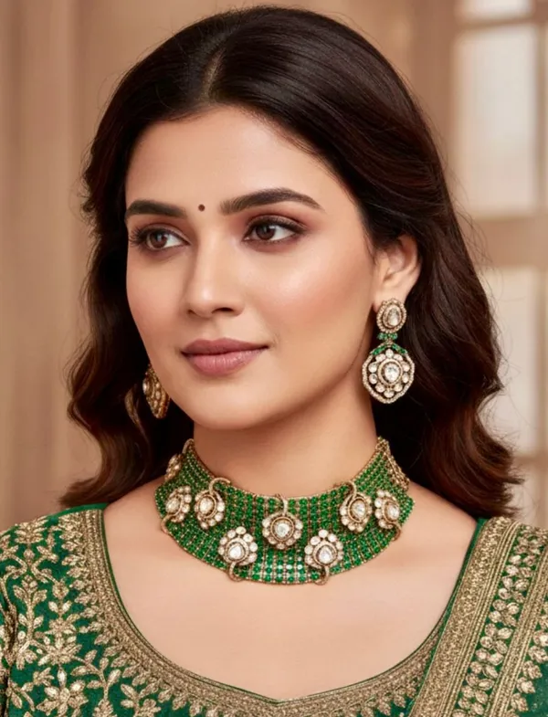 Green_Brass_Necklace_Set_For_Women