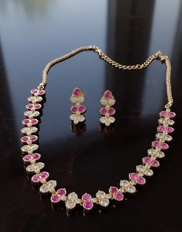 Pink_And_Gold_Brass_Necklace_Set_For_Women