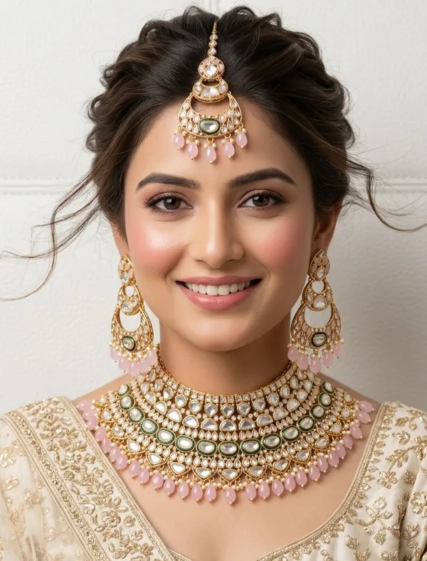 Pink_Brass_Necklace_Set_For_Women