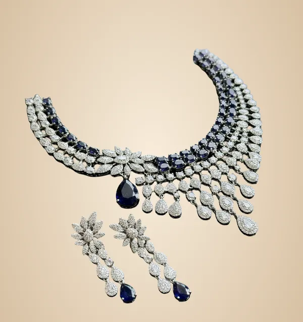Deep_Blue_Brass_Necklace_Set_For_Women