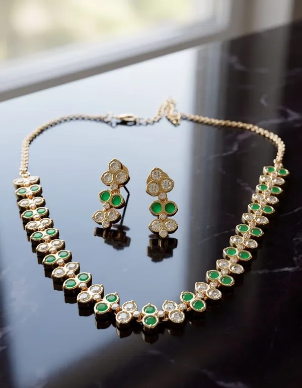 Green_Brass_Necklace_Set_For_Women