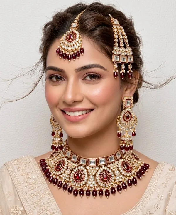 Gold_And_Maroon_Brass_Necklace_Set_For_Women