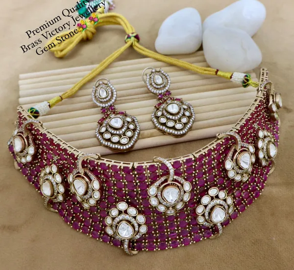 Maroon_Brass_Necklace_Set_For_Women
