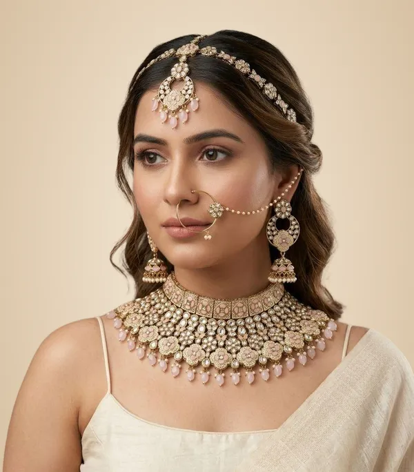 Pink_Brass_Necklace_Set_For_Women