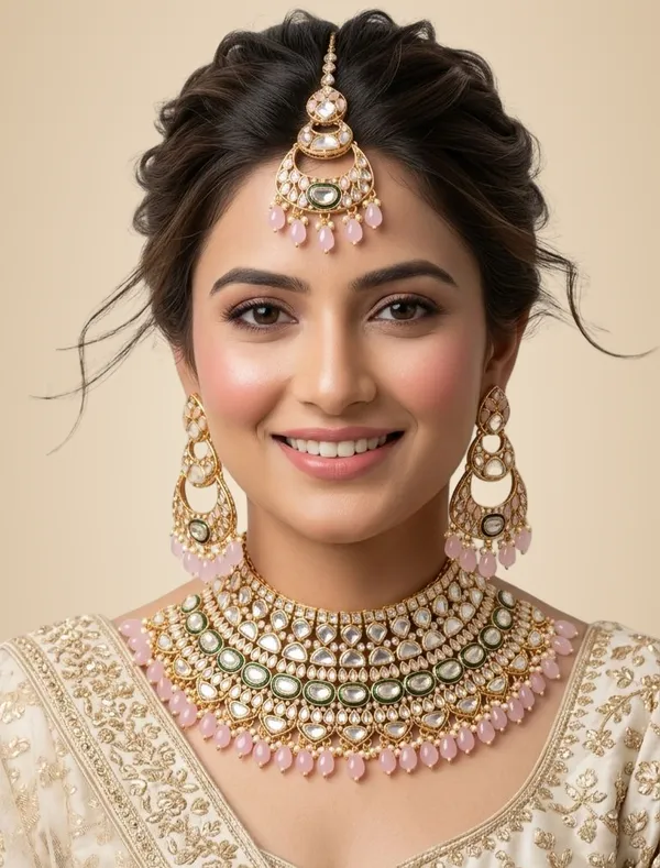 Pink_Brass_Necklace_Set_For_Women