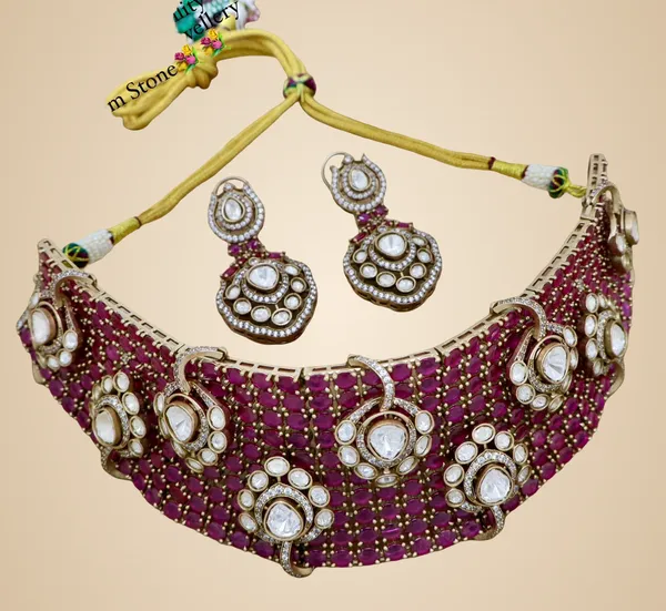Maroon_Brass_Necklace_Set_For_Women