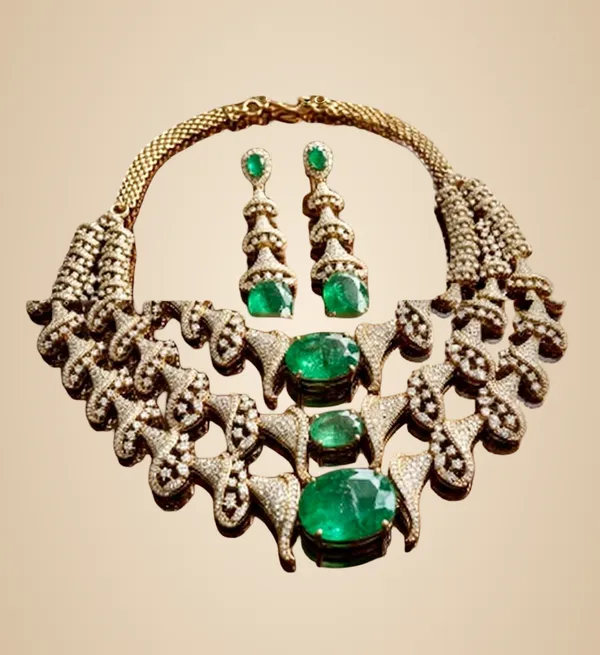Green_Brass_Necklace_Set_For_Women