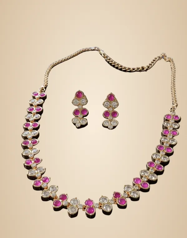 Pink_And_Gold_Brass_Necklace_Set_For_Women