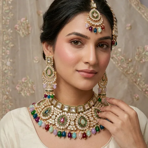 Multicolor_Brass_Necklace_Set_For_Women