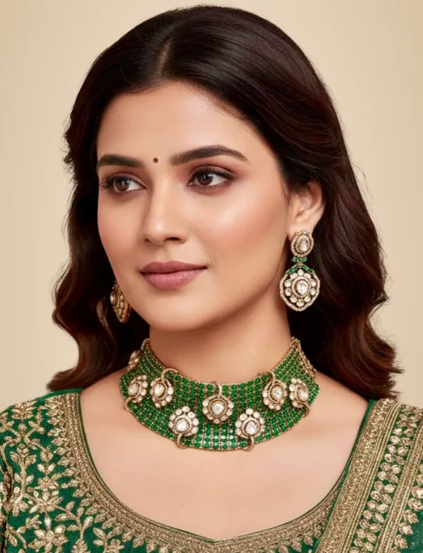 Green_Brass_Necklace_Set_For_Women