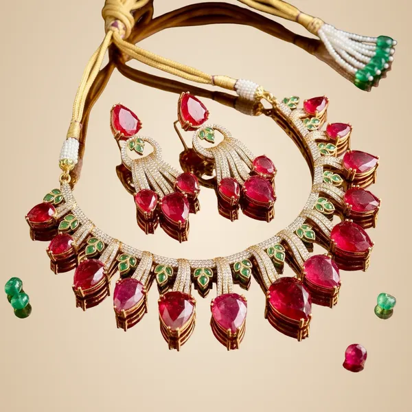 Red_Brass_Necklace_Set_For_Women