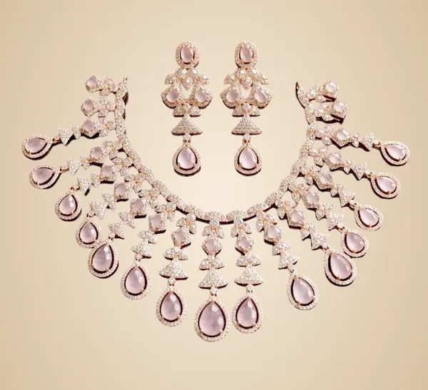 Pink_Brass_Necklace_Set_For_Women