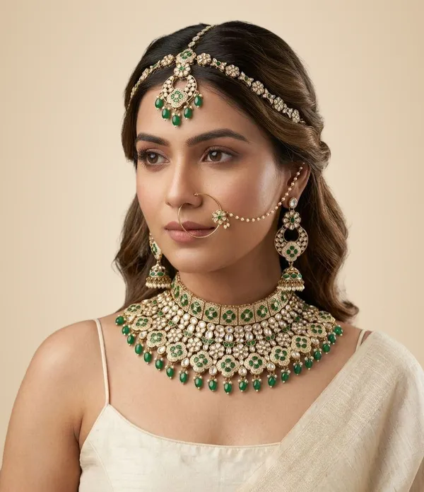 Green_Brass_Necklace_Set_For_Women
