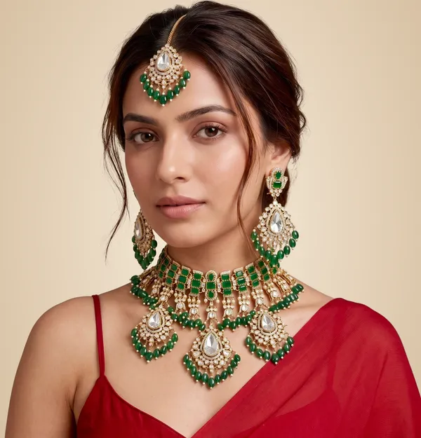 Green_Brass_Necklace_Set_For_Women