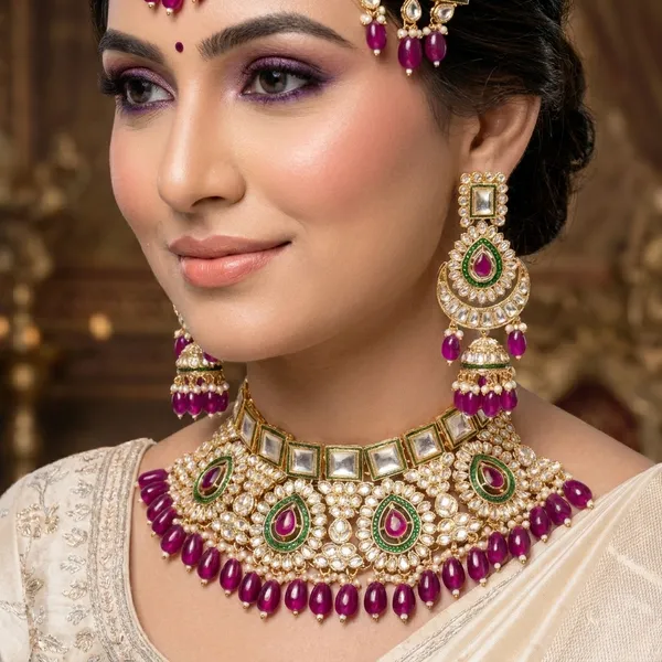 Purple_Brass_Necklace_Set_For_Women