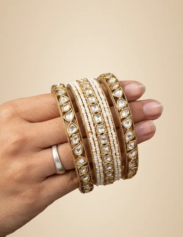 Gold_And_White_Brass_Bangles_For_Women