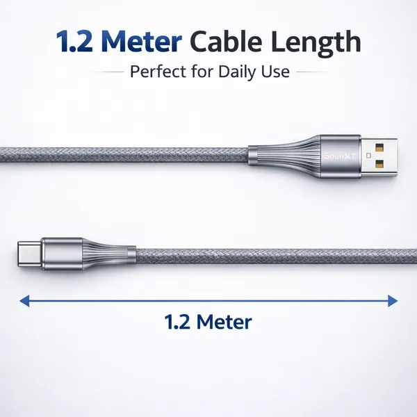 SouzNXT_Usb_To_Type-C_Fast_Charging_&_Data_Sync_Cable_-_Nylon_Braided,_Tangle-Free_(Grey)
