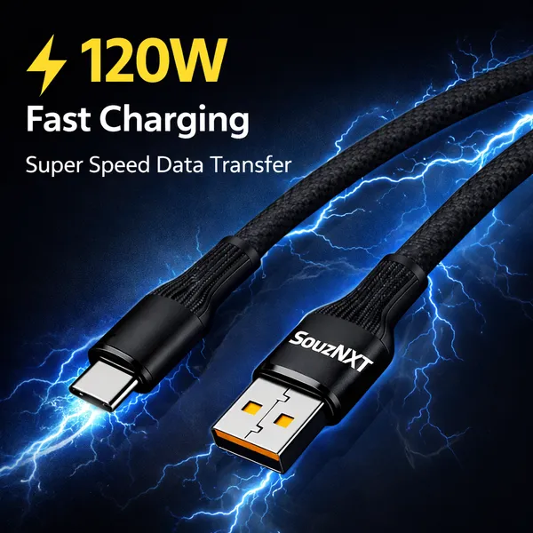 SouzNXT_120W_Fast_Charging_Usb-C_Cable_-_Braided_Data_Sync_Cable_With_Strong_Connectors