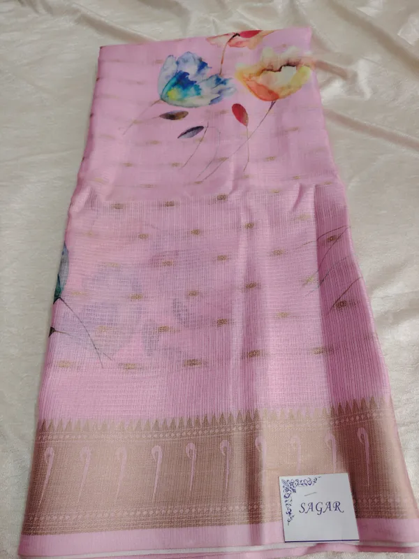 Pink_Kota_Silk_Saree_With_Floral_Digital_Print_And_Zari_Border