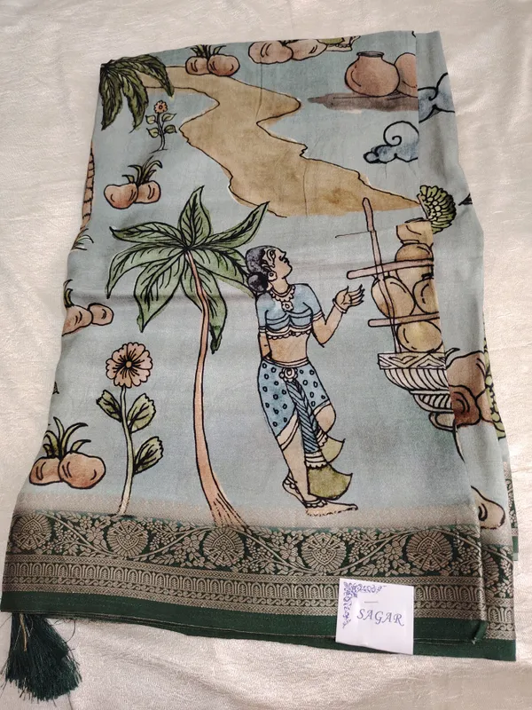 Kalamkari_Print_Munga_Crape_Silk_Saree_With_Zari_Border