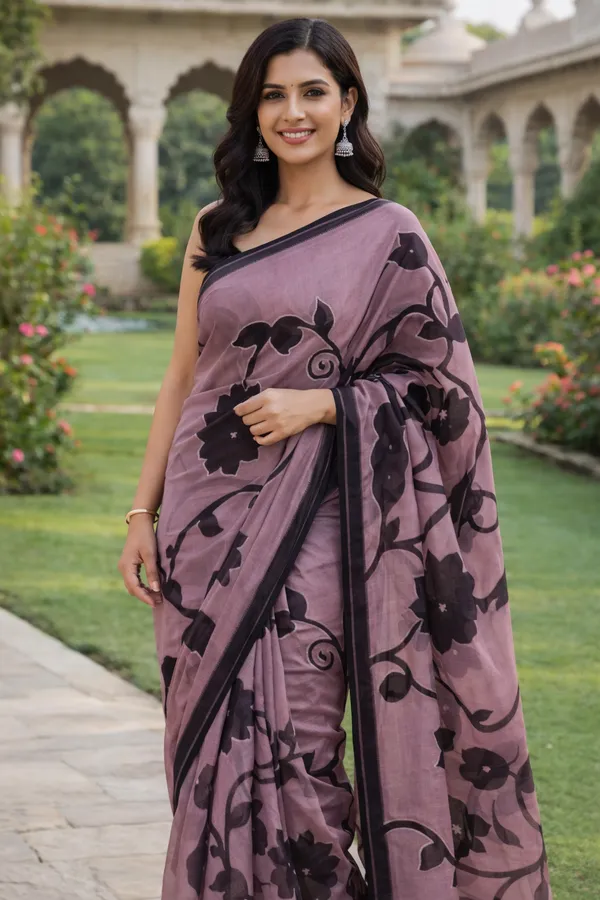 Elegant_Lavender_Floral_Printed_Kota_Silk_Aari_Work