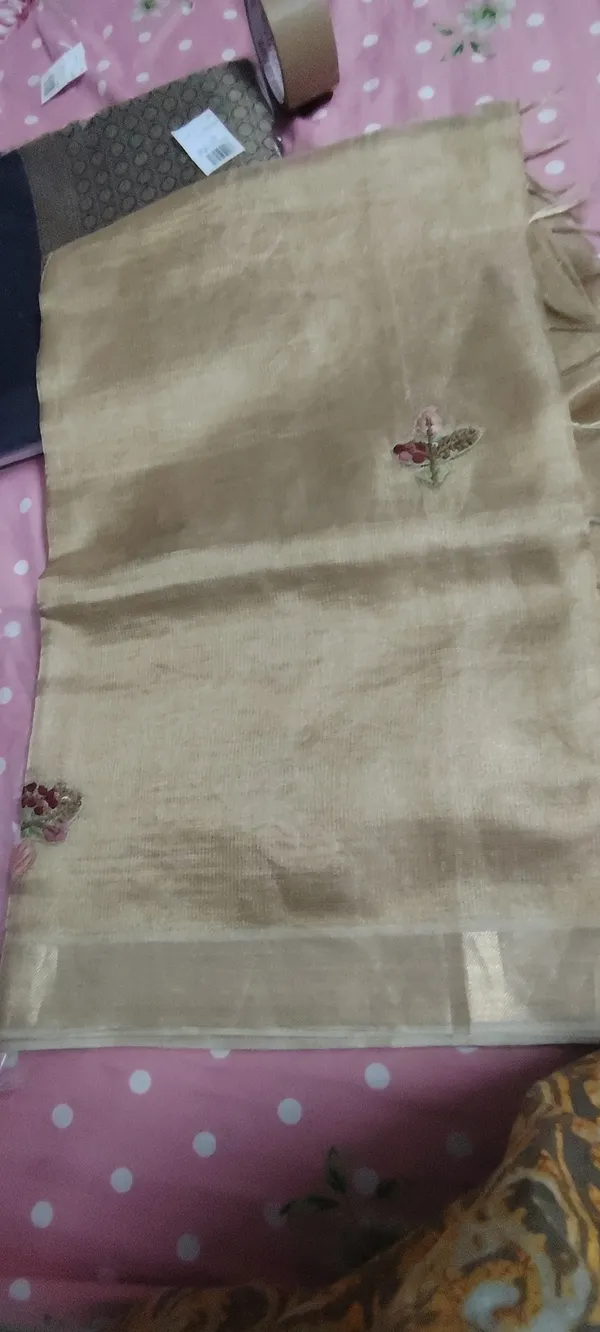 Elegant_Beige_Embroidered_Tissue_Silk_Saree_With_Floral_Motifs