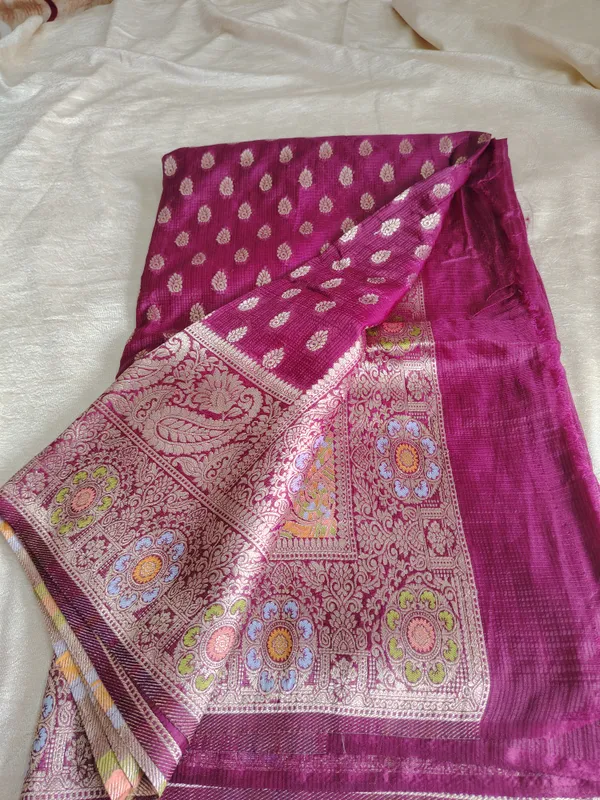 Magenta_Banarasi_Kota_Silk_Saree_With_Silver_Zari_Work_And_Floral_Motifs