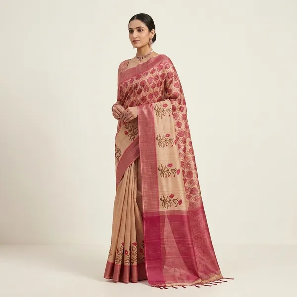 Chapa_Silk_Saree_With_Maroon_Block_Print