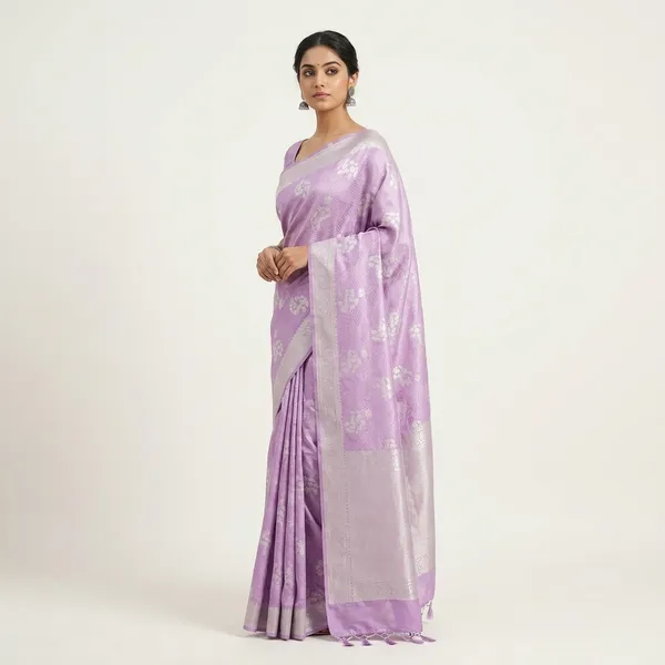 Purple_Benarasi_Kora_Cotton_With_Tassels