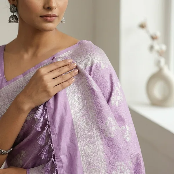 Purple_Benarasi_Kora_Cotton_With_Tassels