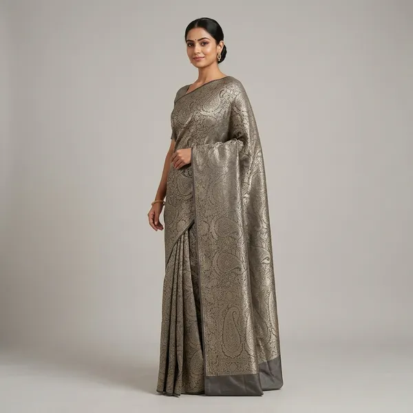 Elegant_Kora_Benarasi_Cotton_Woven_Saree