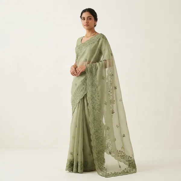 Embroidered_Chanderi_Silk_Saree_With_Scalloped_Border_-_Mint_Green